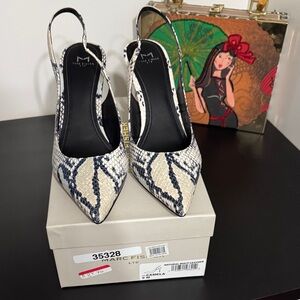 Marc Fisher Black and Cream Snakeskin Heel.